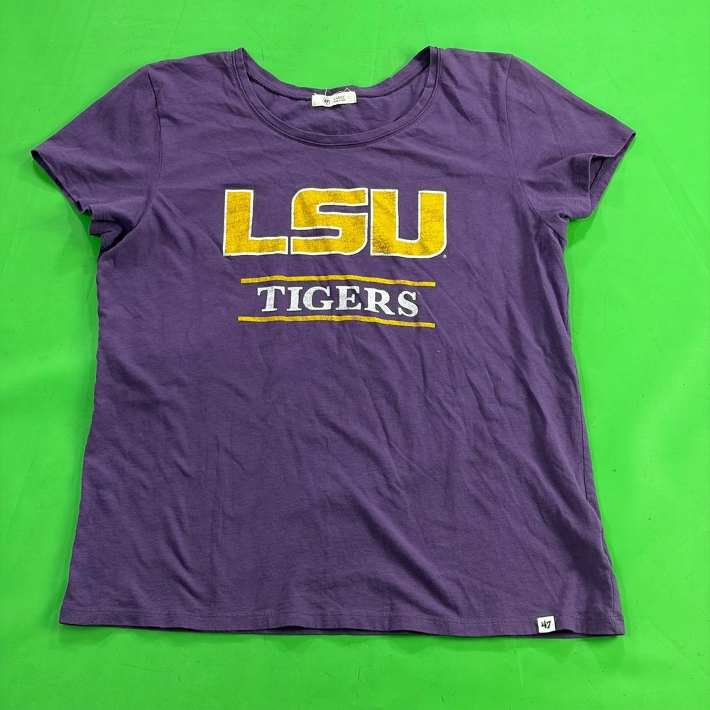 LSU Tigers 47 Brand T-Shirt Womens L Purple/Gold NCAA College Football Logo Tee